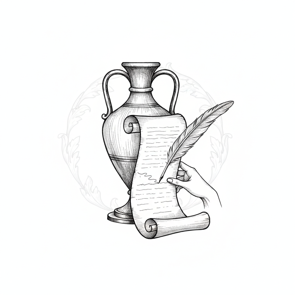 Ink illustration for From Bronze Age Echoes to Printed Pages: The Enduring Journey of Homer's Odyssey