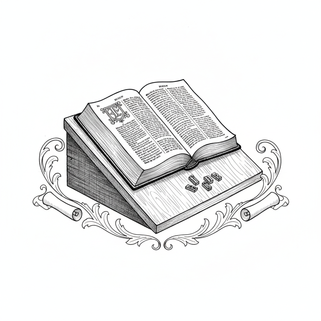 Ink illustration for The Dawn of Dissemination: How the Gutenberg Bible Forged the Modern World