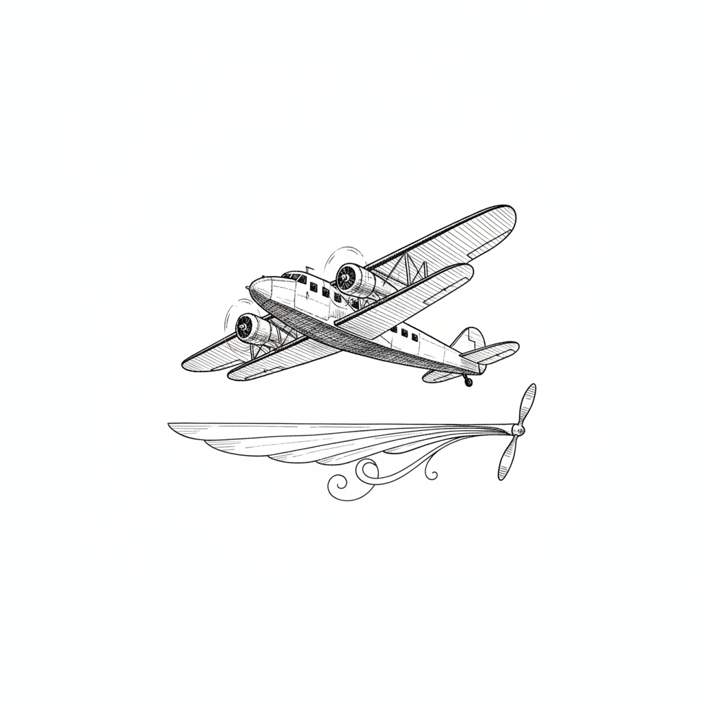 Ink illustration for From Tin Lizzies to Tin Geese: Henry Ford's Aerial Revolution