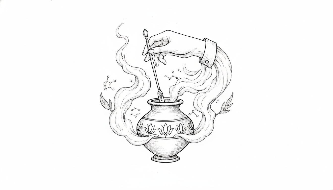 Ink illustration for From Lead and Oil to Retinoids and SPF: How Skin Care Became a Science