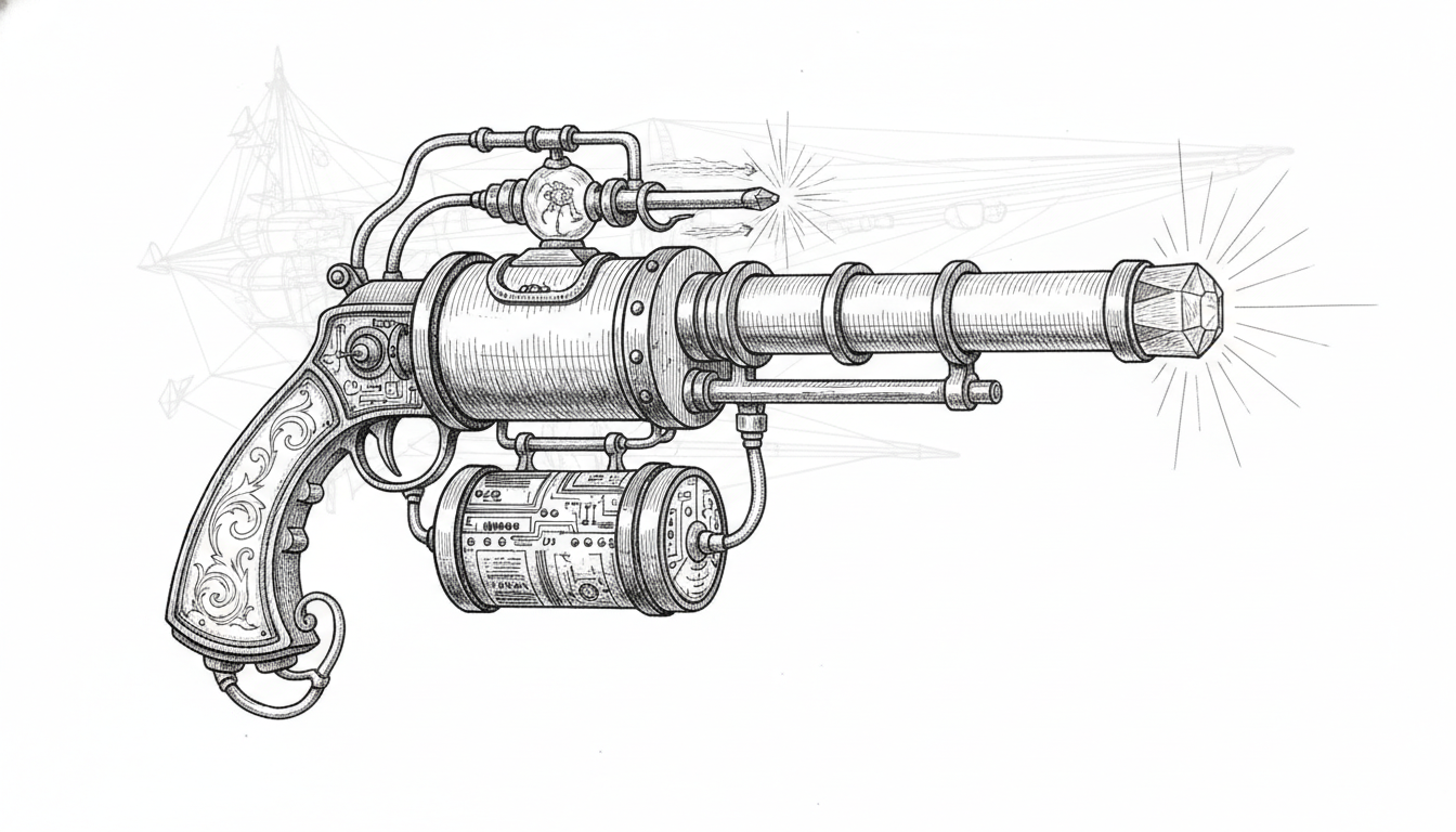 Ink illustration for Why a Star Wars Laser Pistol Needs a Ship Around It